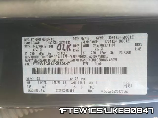 1FTEW1C51JKE80847 фото 2
