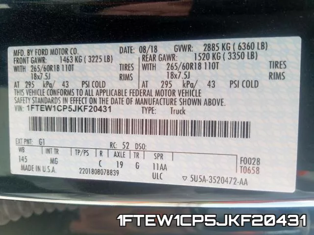 1FTEW1CP5JKF20431 фото 2