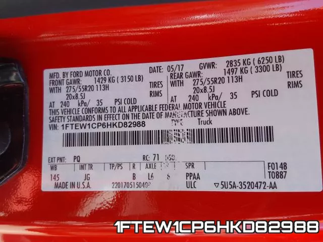 1FTEW1CP6HKD82988 фото 2