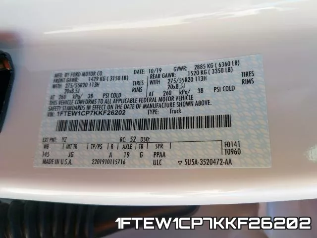 1FTEW1CP7KKF26202 фото 2