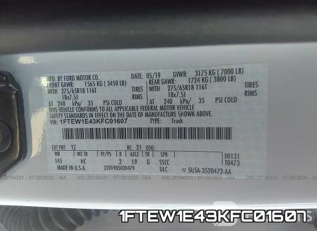 1FTEW1E43KFC01607 фото 10
