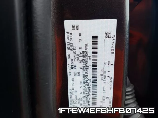 1FTEW1EF6HFB07425 фото 2