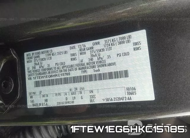 1FTEW1EG6HKC15785 фото 10