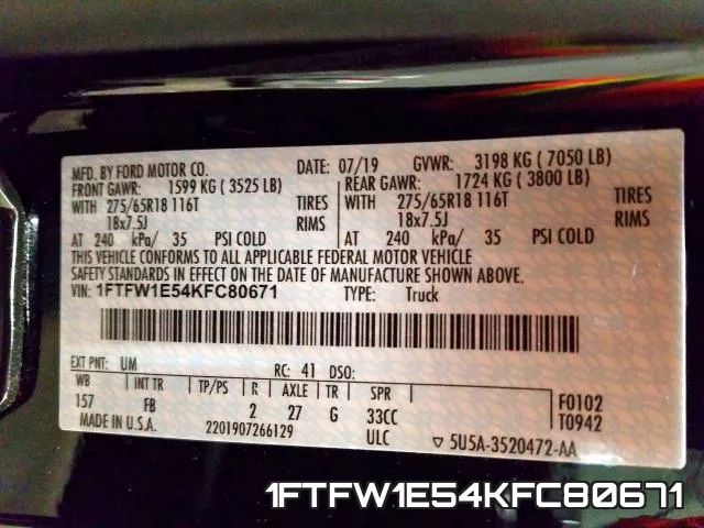 1FTFW1E54KFC80671 фото 2