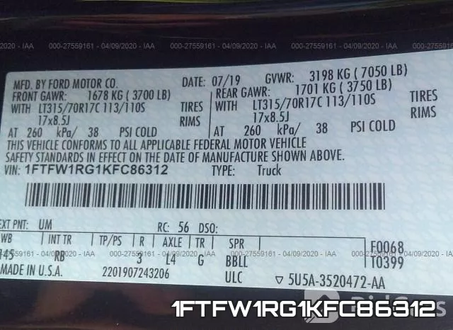 1FTFW1RG1KFC86312 фото 10