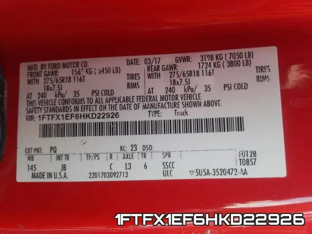 1FTFX1EF6HKD22926 фото 2