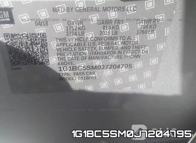 1G1BC5SM0J7204795 фото 10
