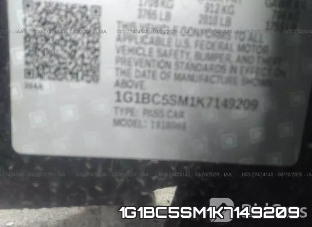 1G1BC5SM1K7149209 фото 10