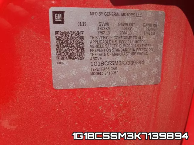 1G1BC5SM3K7139894 фото 2