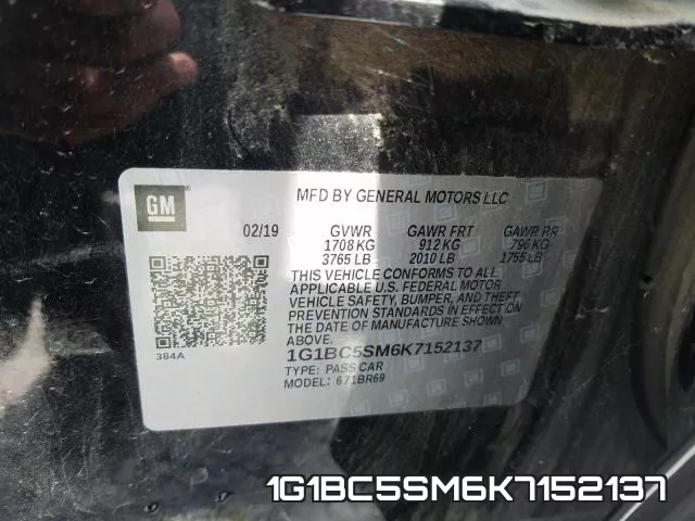 1G1BC5SM6K7152137 фото 2