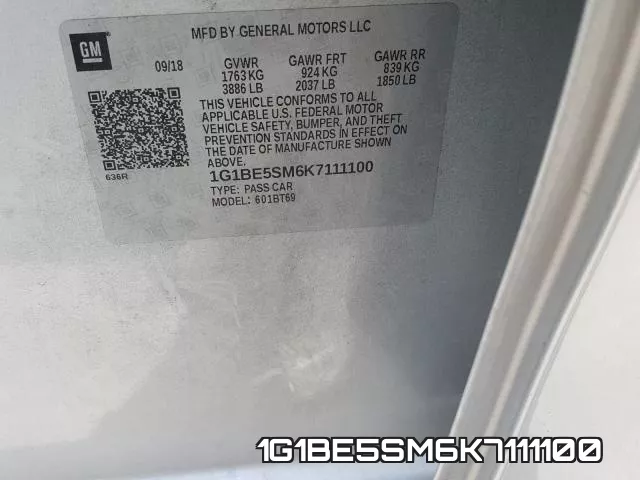 1G1BE5SM6K7111100 фото 2