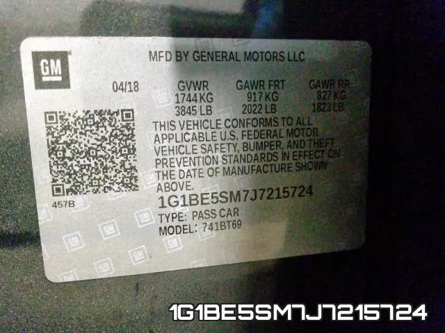 1G1BE5SM7J7215724 фото 2