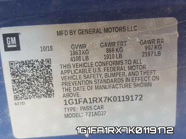 1G1FA1RX7K0119172 фото 2