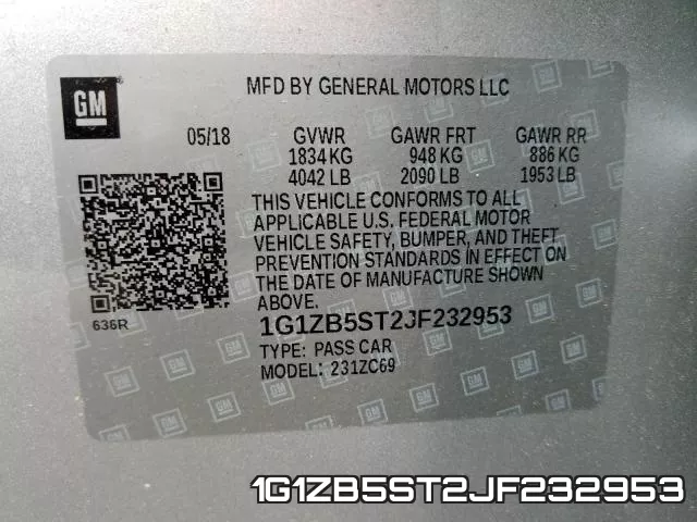 1G1ZB5ST2JF232953 фото 2