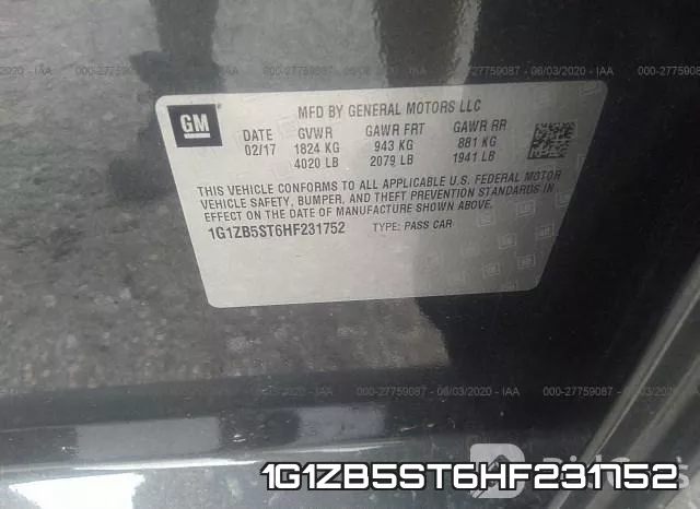 1G1ZB5ST6HF231752 фото 10