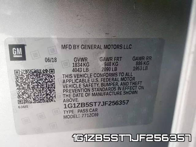 1G1ZB5ST7JF256357 фото 2