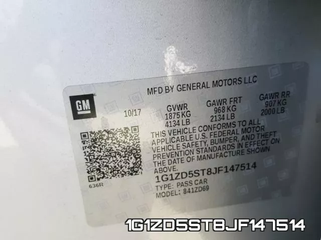 1G1ZD5ST8JF147514 фото 2