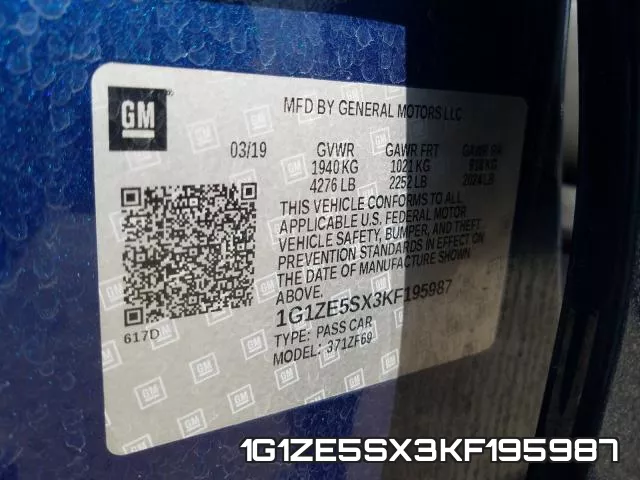 1G1ZE5SX3KF195987 фото 2