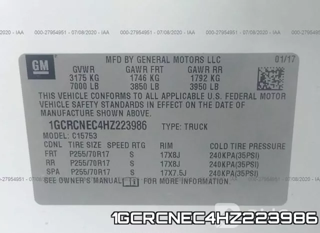 1GCRCNEC4HZ223986 фото 10