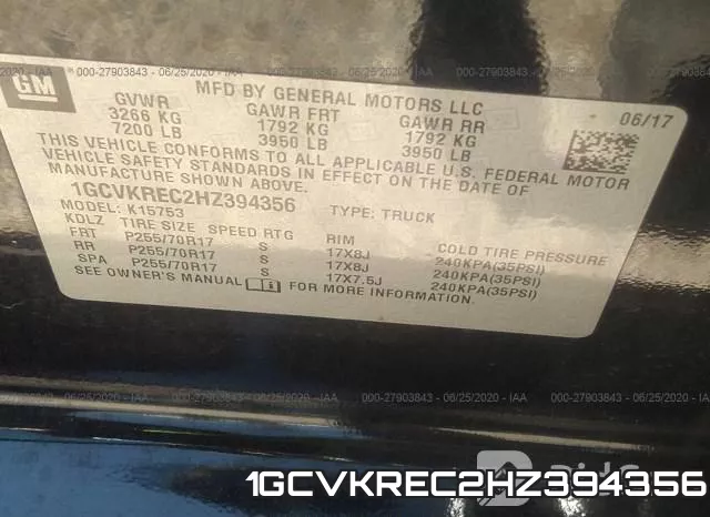 1GCVKREC2HZ394356 фото 10