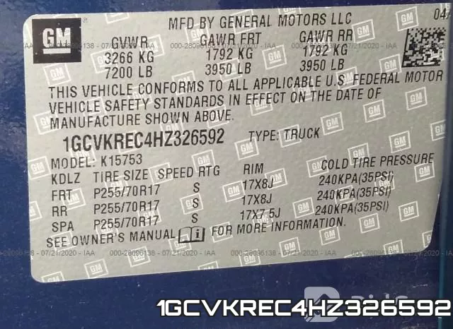 1GCVKREC4HZ326592 фото 10