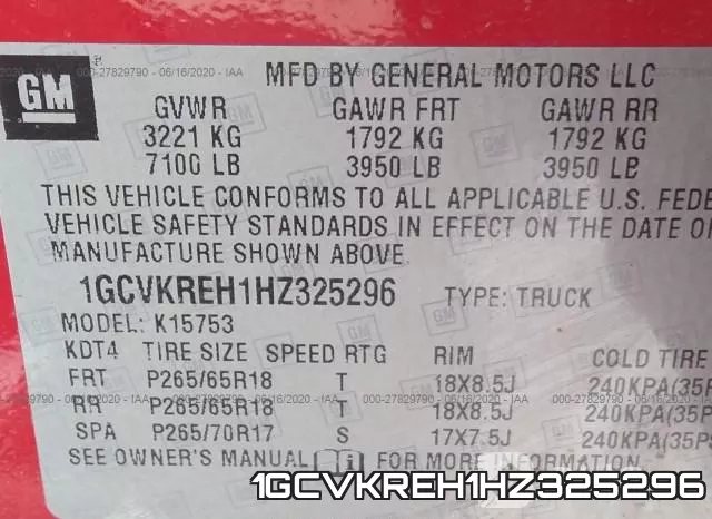 1GCVKREH1HZ325296 фото 10