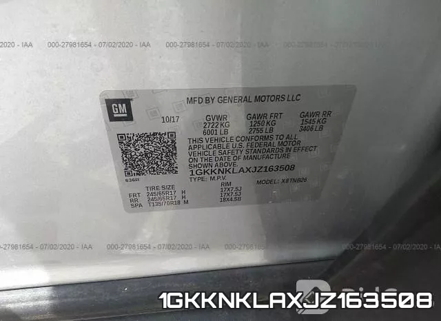 1GKKNKLAXJZ163508 фото 10