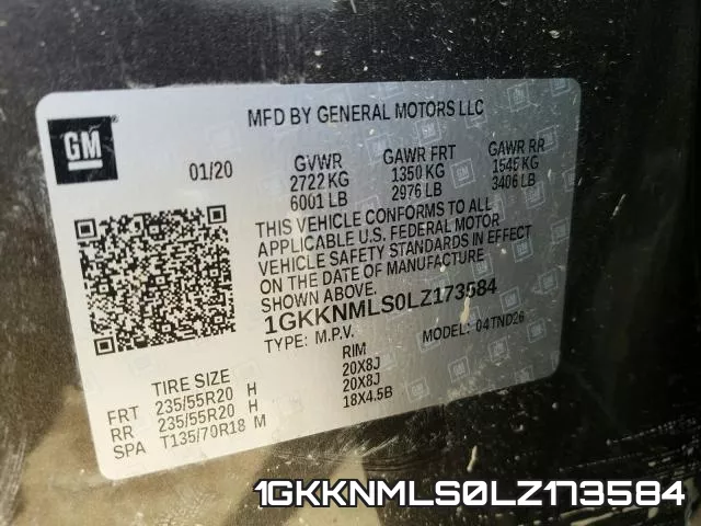 1GKKNMLS0LZ173584 фото 2