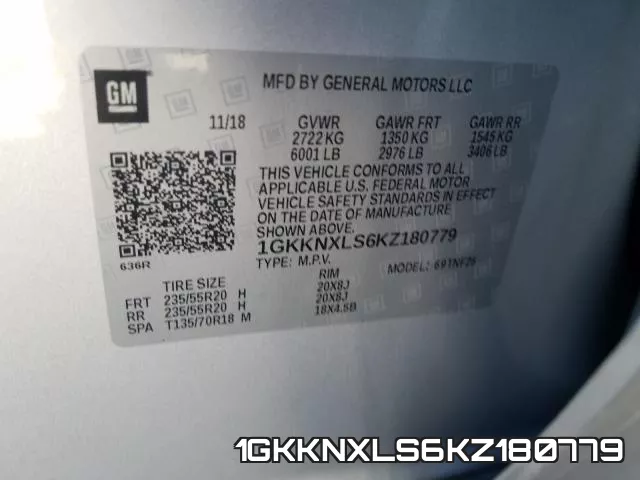 1GKKNXLS6KZ180779 фото 2