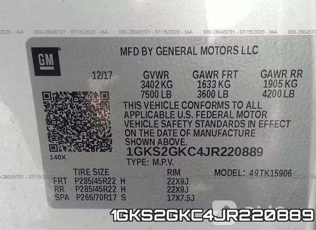 1GKS2GKC4JR220889 фото 10