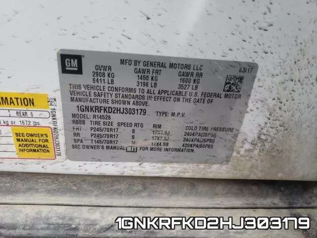 1GNKRFKD2HJ303179 фото 2