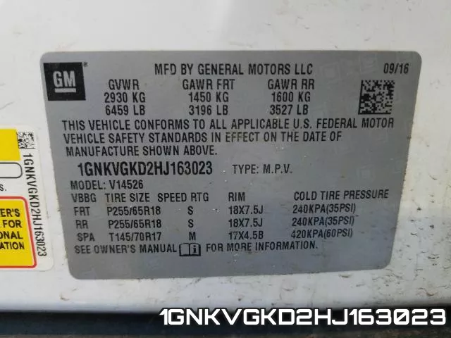 1GNKVGKD2HJ163023 фото 2