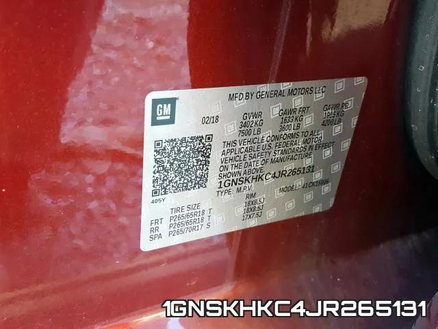 1GNSKHKC4JR265131 фото 2