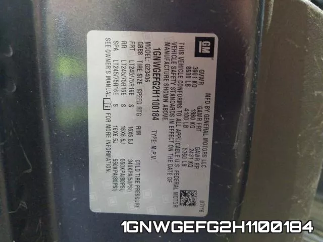 1GNWGEFG2H1100184 фото 2