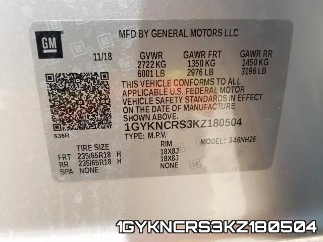 1GYKNCRS3KZ180504 фото 2
