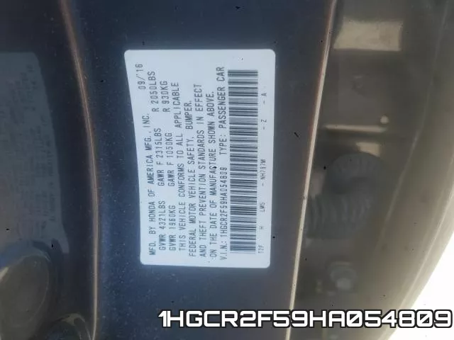 1HGCR2F59HA054809 фото 2