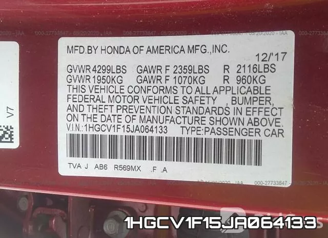 1HGCV1F15JA064133 фото 10