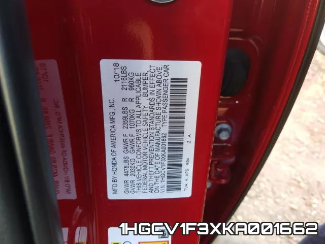 1HGCV1F3XKA001662 фото 2