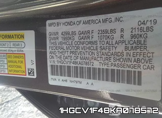 1HGCV1F48KA078572 фото 10