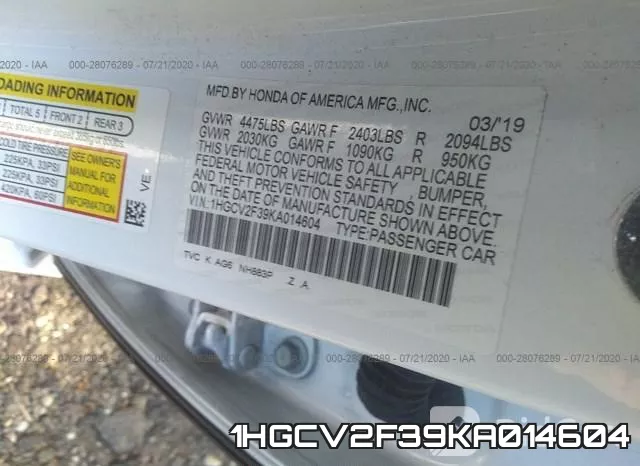 1HGCV2F39KA014604 фото 10