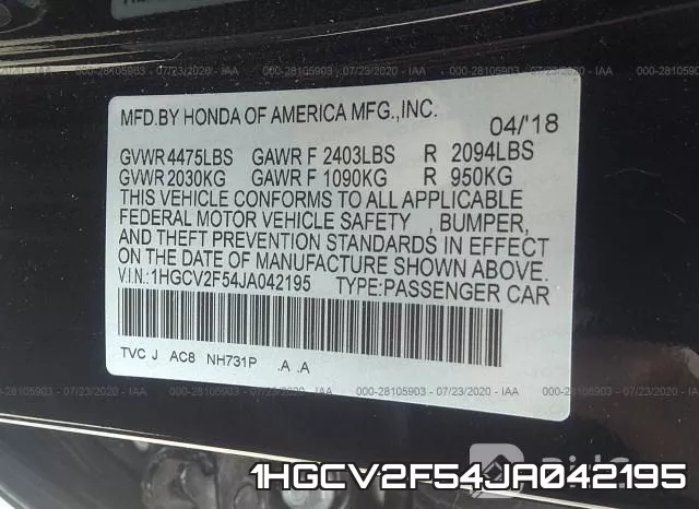 1HGCV2F54JA042195 фото 10
