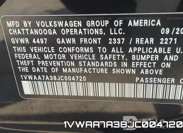 1VWAA7A38JC004720 фото 10