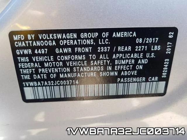 1VWBA7A32JC003714 фото 2