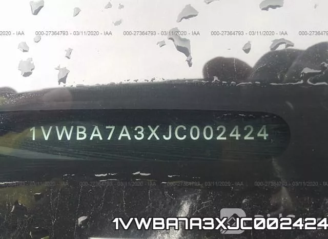 1VWBA7A3XJC002424 фото 10