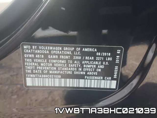 1VWBT7A38HC021039 фото 2