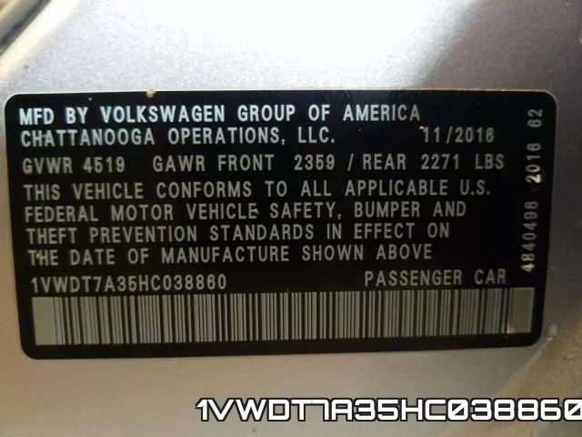 1VWDT7A35HC038860 фото 2