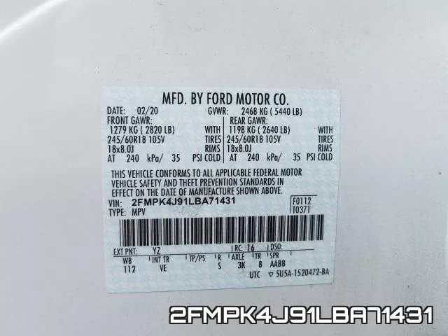 2FMPK4J91LBA71431 фото 2