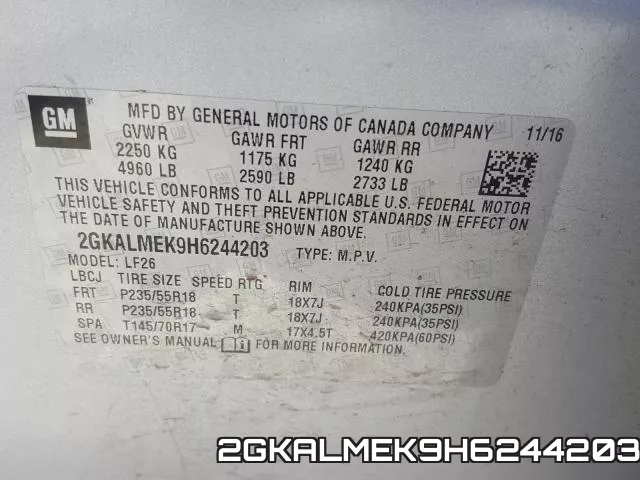 2GKALMEK9H6244203 фото 2