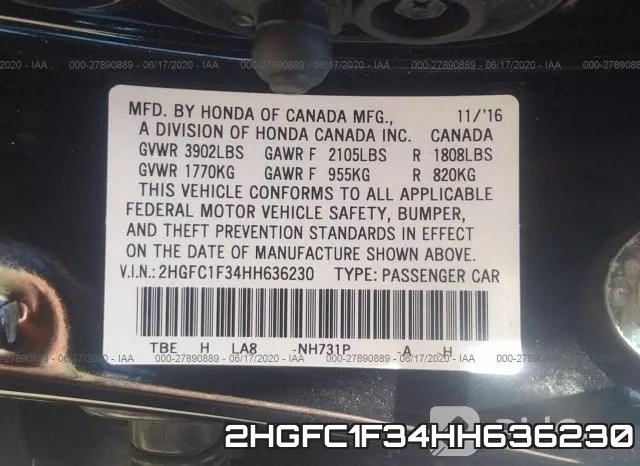 2HGFC1F34HH636230 фото 10