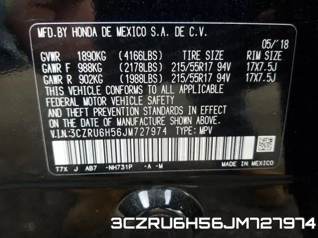 3CZRU6H56JM727974 фото 2